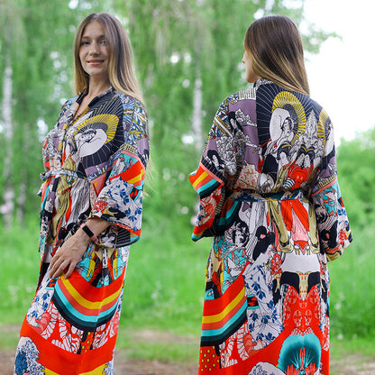 Retro Printed Bohemian Kimono Tunic