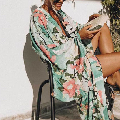 Retro Printed Bohemian Kimono Tunic