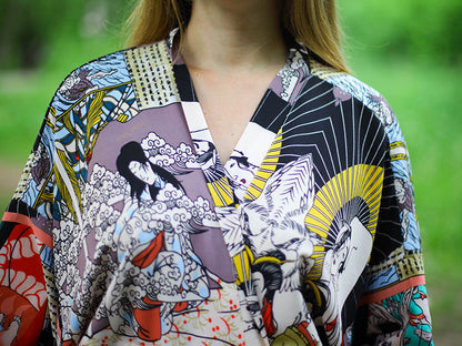 Retro Printed Bohemian Kimono Tunic