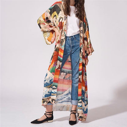 Retro Printed Bohemian Kimono Tunic