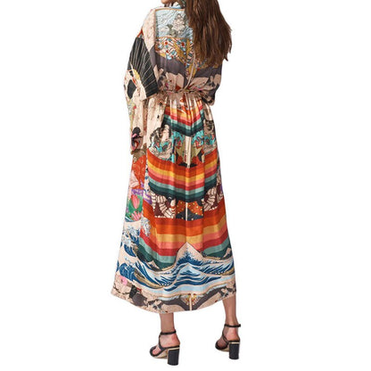 Retro Printed Bohemian Kimono Tunic