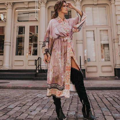 Retro Printed Bohemian Kimono Tunic