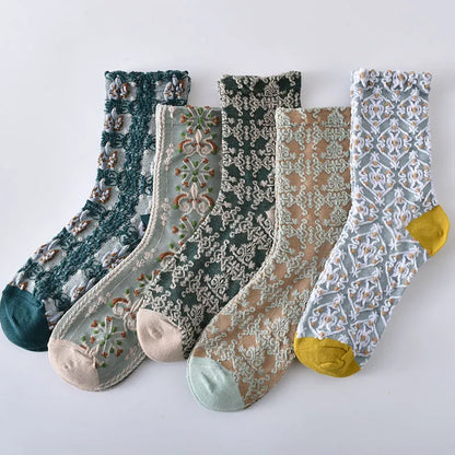 Flower Embossed Socks