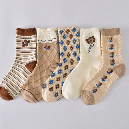 Flower Embossed Socks