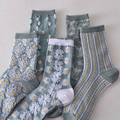 Flower Embossed Socks