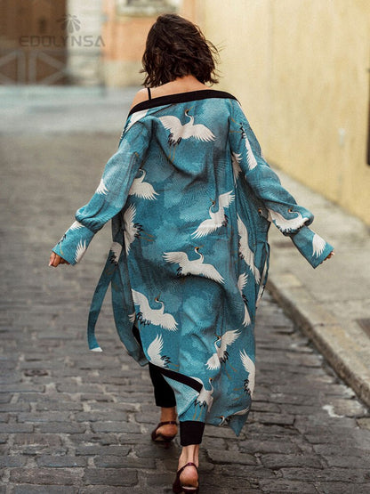 Retro Printed Bohemian Kimono Tunic