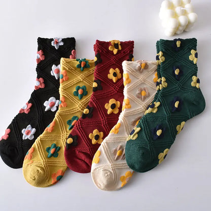 Flower Embossed Socks