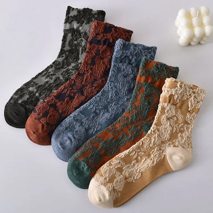 Flower Embossed Socks