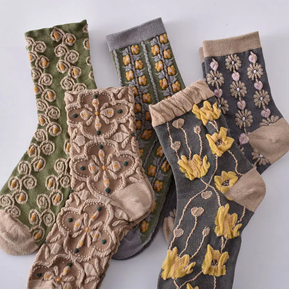 Flower Embossed Socks