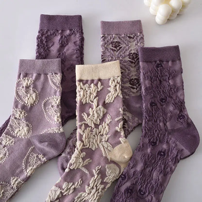 Flower Embossed Socks