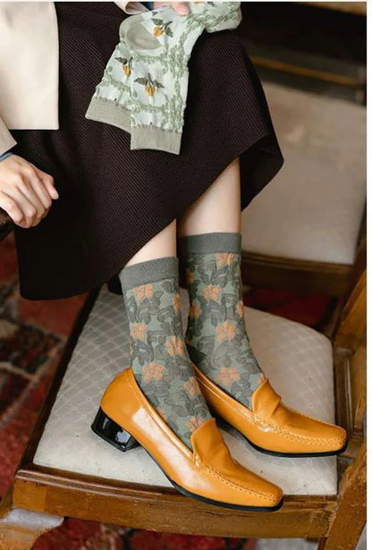 Flower Embossed Socks