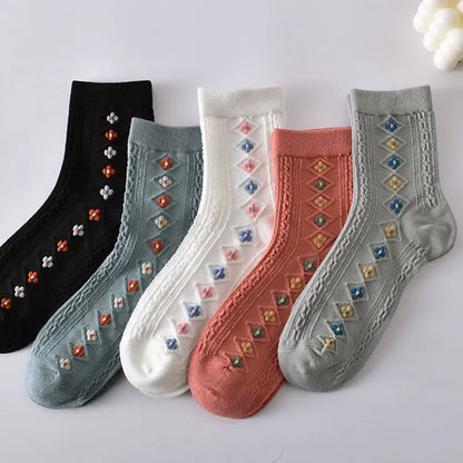 Flower Embossed Socks