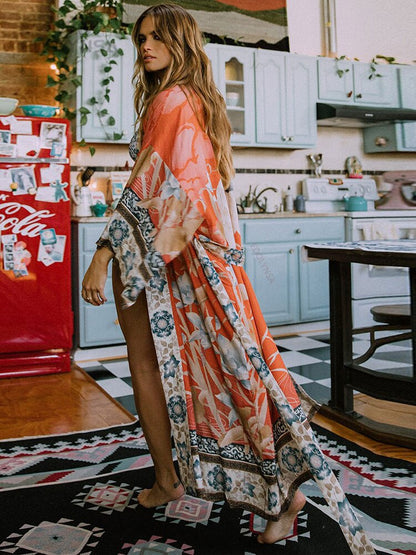 Retro Printed Bohemian Kimono Tunic