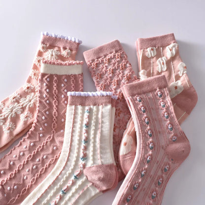 Flower Embossed Socks