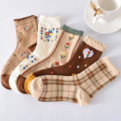 Flower Embossed Socks