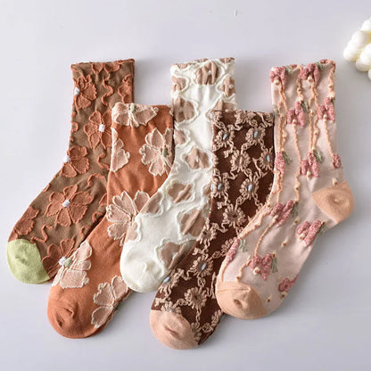 Flower Embossed Socks