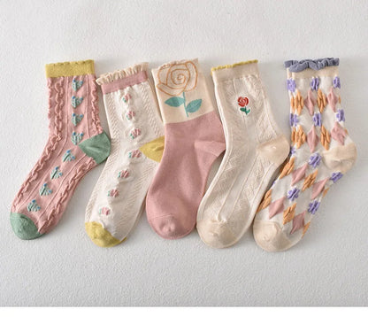 Flower Embossed Socks