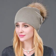 Beanie Hat with Fur Pom Pom - Nature Inspires