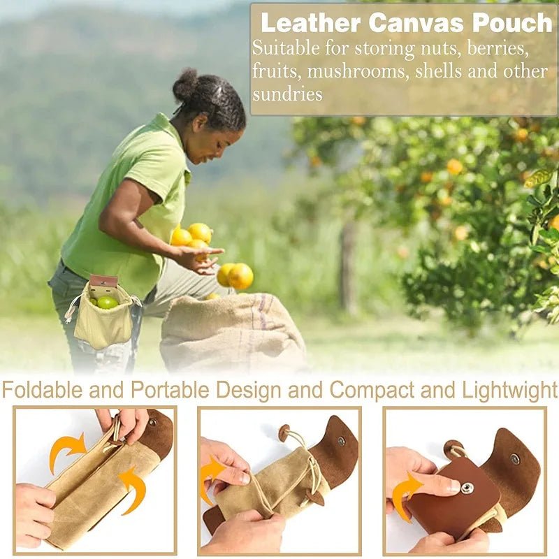 Collapsable Waxed Canvas Foraging pouch - Naturenspires