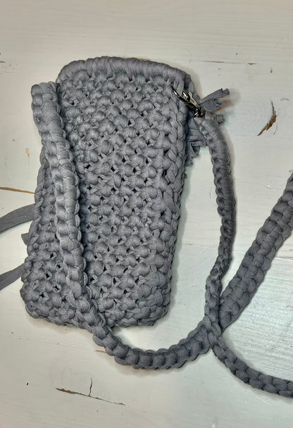 Grey Macrame Phone Purse