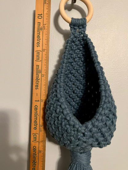 Blue Macrame Hanging Nest