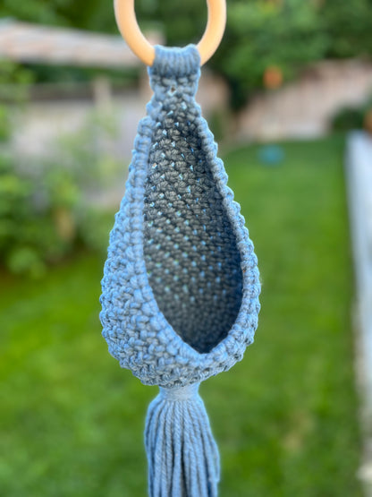 Blue Macrame Hanging Nest