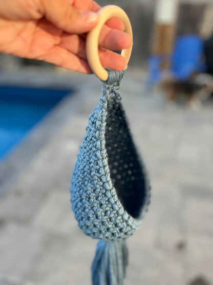 Blue Macrame Hanging Nest