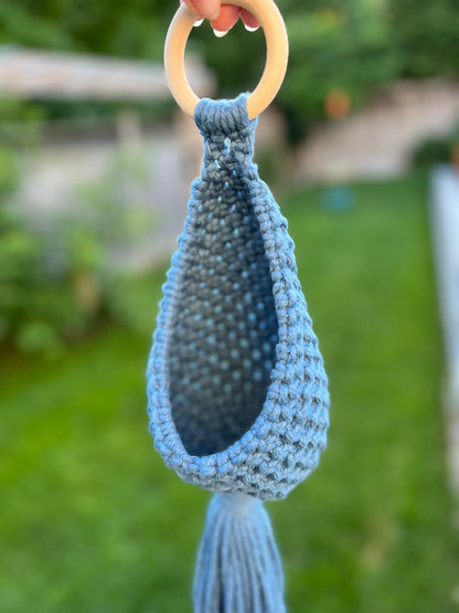 Blue Macrame Hanging Nest