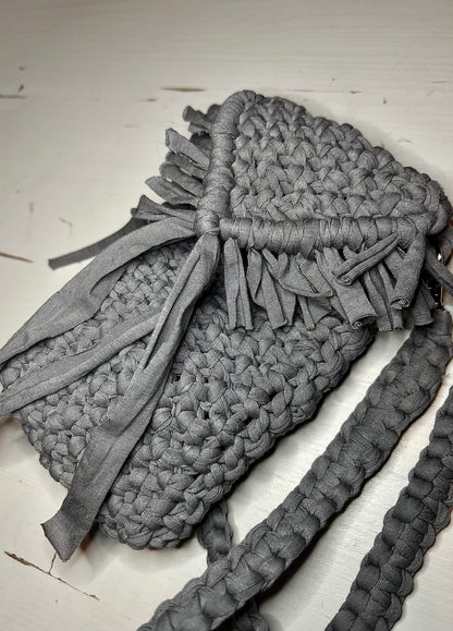 Grey Macrame Phone Purse