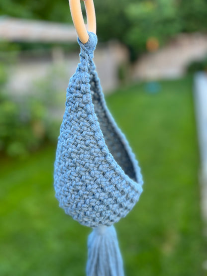 Blue Macrame Hanging Nest