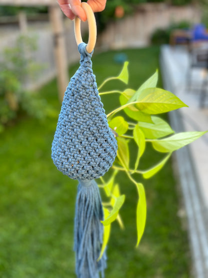 Blue Macrame Hanging Nest