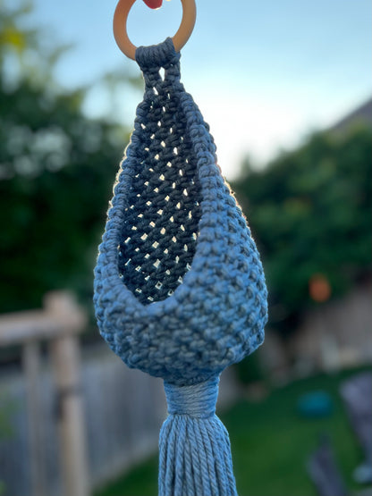 Blue Macrame Hanging Nest