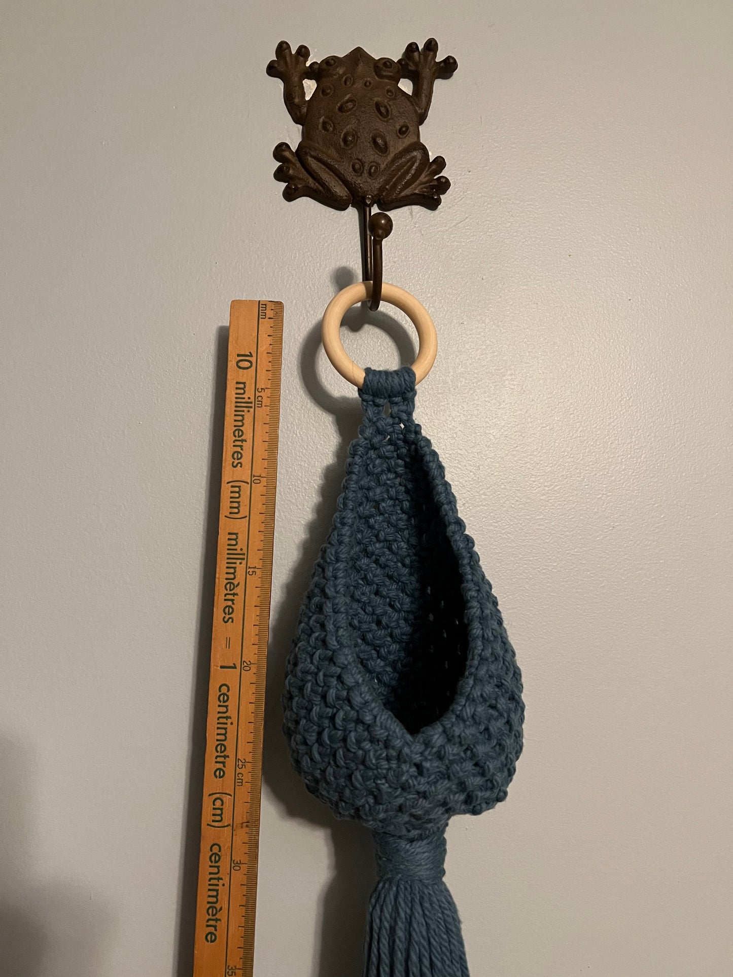 Blue Macrame Hanging Nest