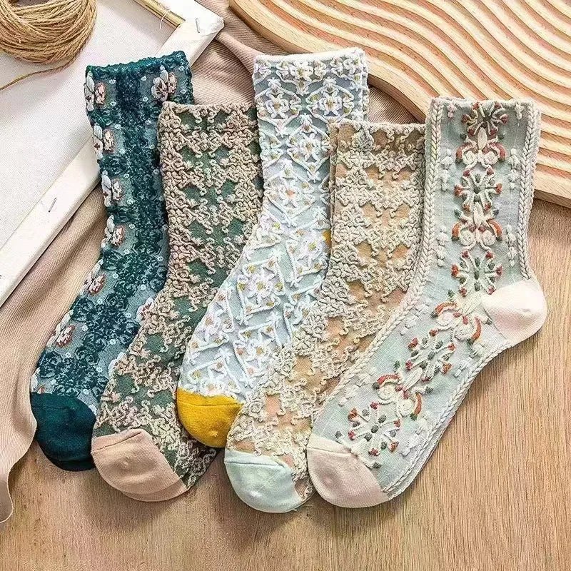 More Embossed Flower Socks - Nature Inspires