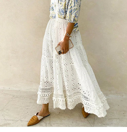 White Eyelet Drawstring Skirt - Naturenspires