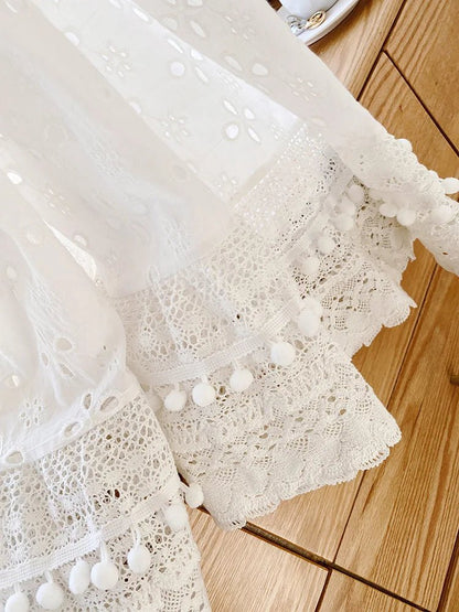 White Eyelet Drawstring Skirt - Naturenspires