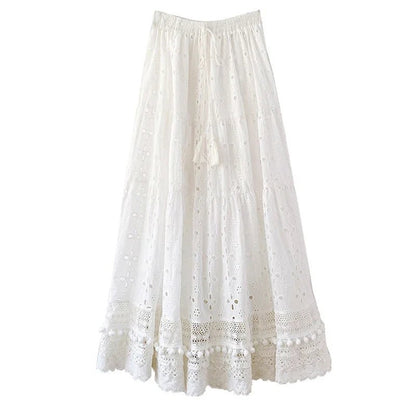 White Eyelet Drawstring Skirt - Naturenspires