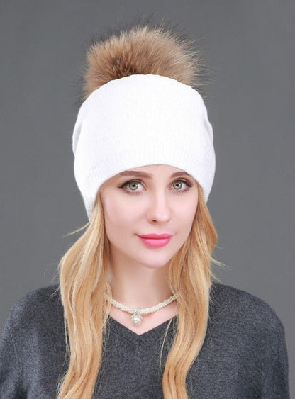 Beanie Hat with Fur Pom Pom - Naturenspires