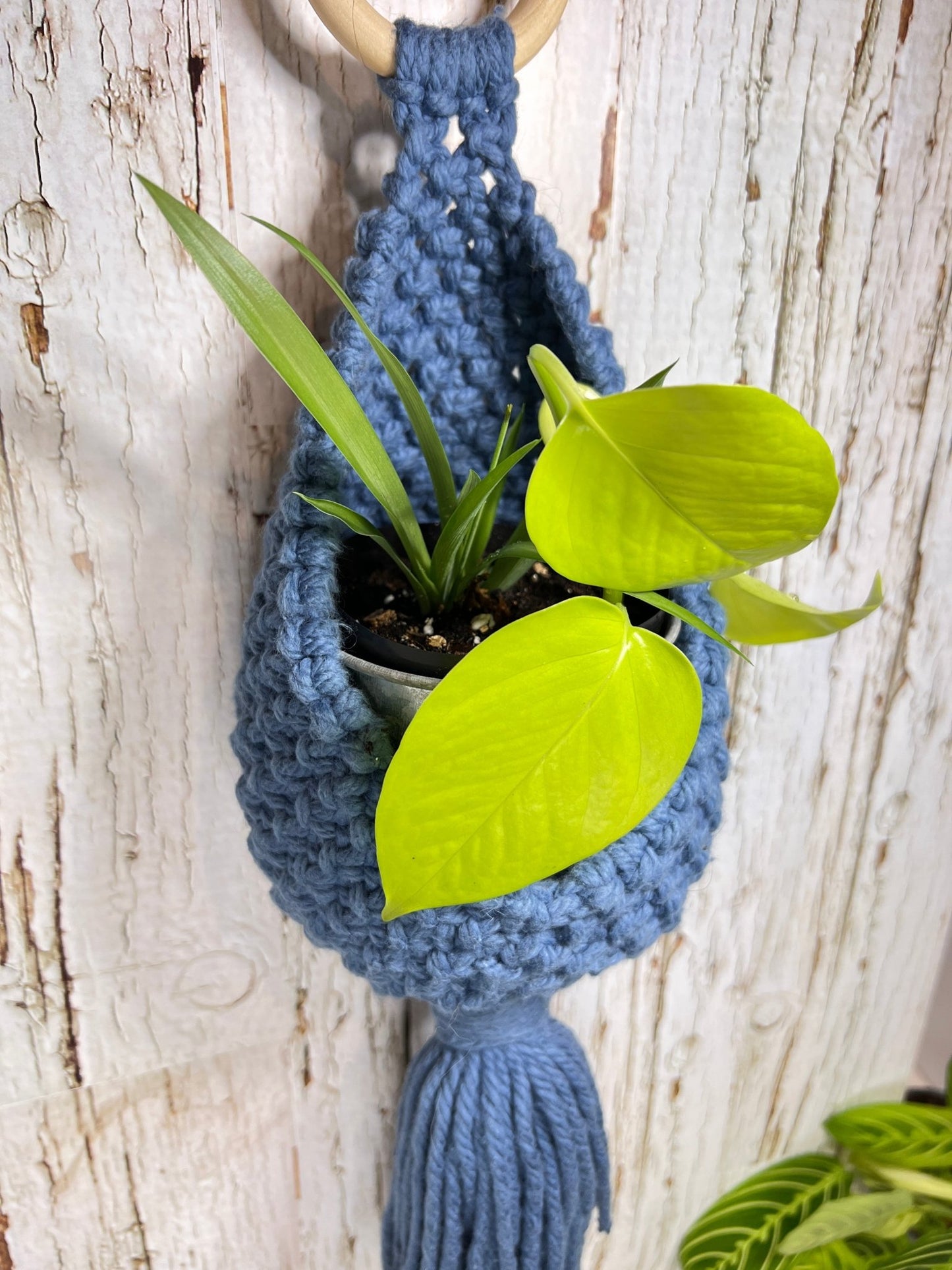 Blue Macrame Hanging Nest - Naturenspires