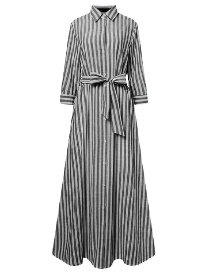 Button-up collared Stripe Dress - Naturenspires