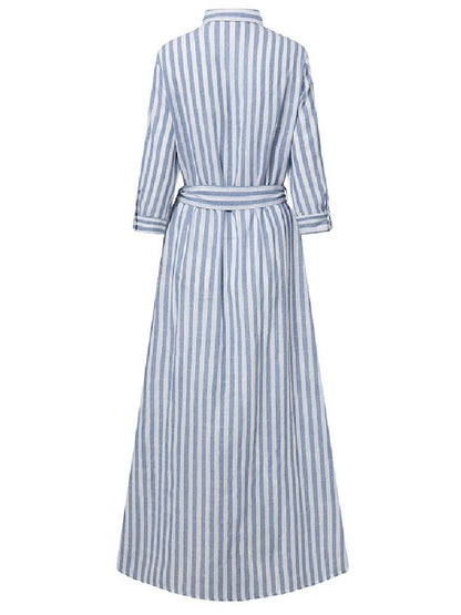 Button-up collared Stripe Dress - Naturenspires