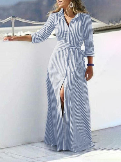 Button-up collared Stripe Dress - Naturenspires