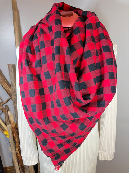 Flannel Buffalo Plaid Blanket Scarf - Naturenspires