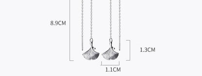 Ginkgo Leaf Drop Earrings Sterling Silver - Naturenspires