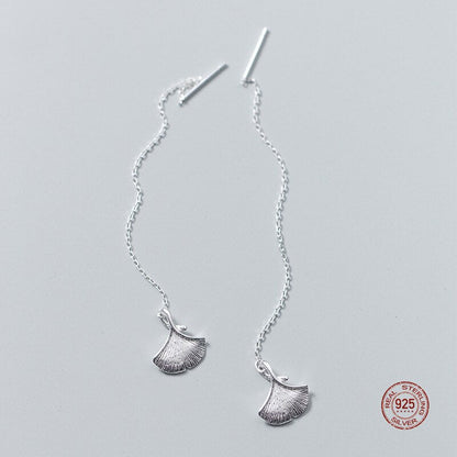 Ginkgo Leaf Drop Earrings Sterling Silver - Naturenspires