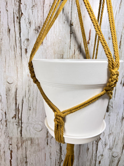 Gold Plant Hanger with Wood Leave Tassel - Naturenspires