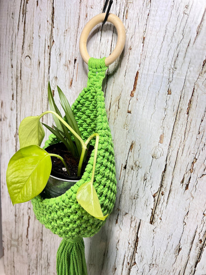 Green Macramé Hanging Nest - Naturenspires