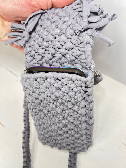 Grey Mini Macrame Purse - Naturenspires