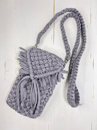 Grey Mini Macrame Purse - Naturenspires