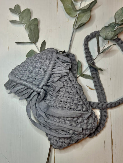 Grey Mini Macrame Purse - Naturenspires